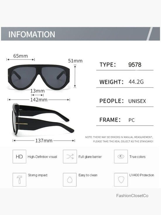 Oversized Aviator Sunglasses with Metallic Inlays UV Protection